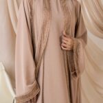 Falak Lace Two-Piece Abaya - Beige