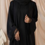 Falak Lace Two-Piece Abaya - Black