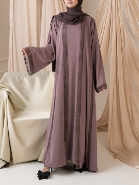 Falak Lace Two-Piece Abaya - Mauve