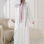 Falak Lace Two-Piece Abaya - White